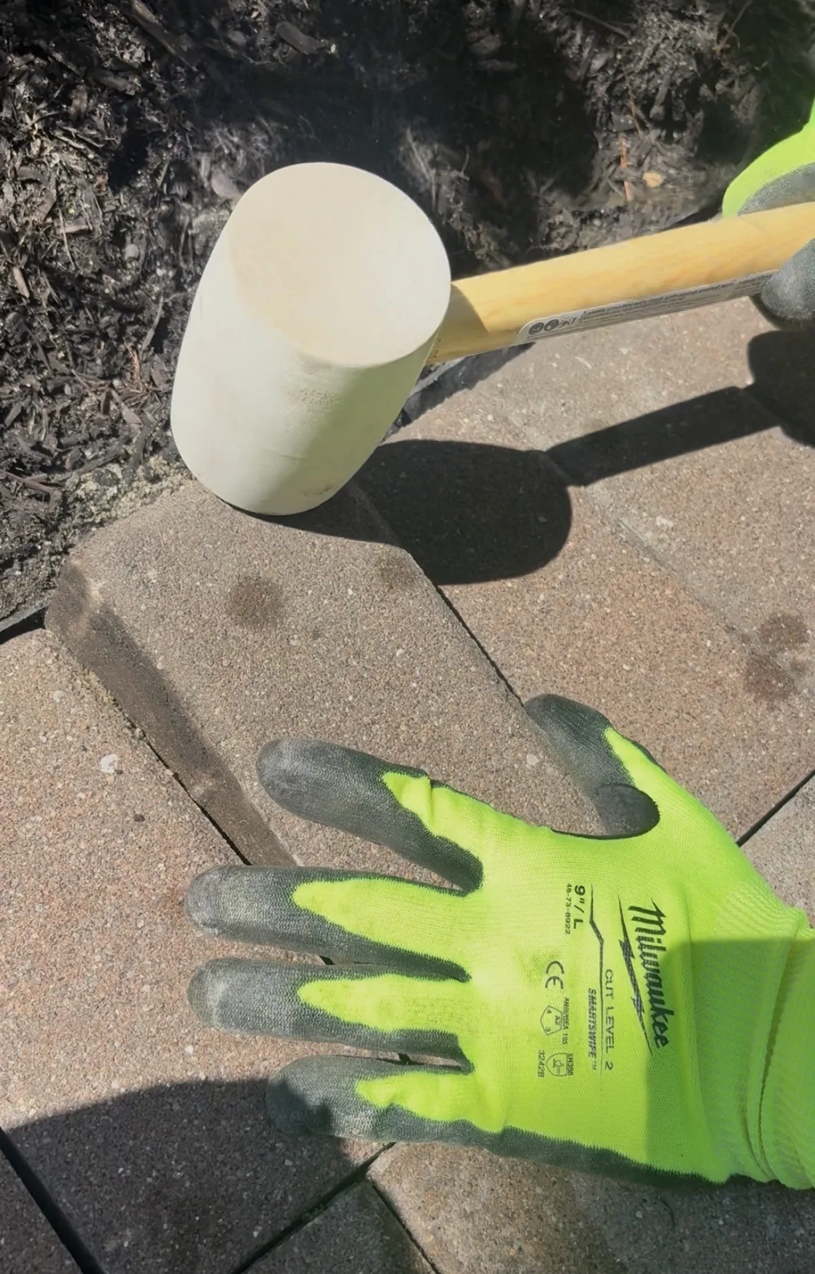 Paver Re-Leveling in Hackensack: Sunken section before / after