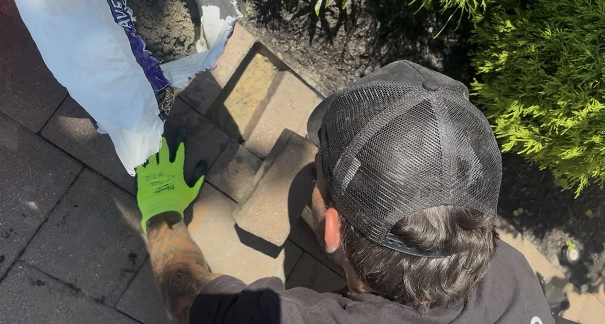 Paver Re-Leveling in Cresskill: Base being compacted
