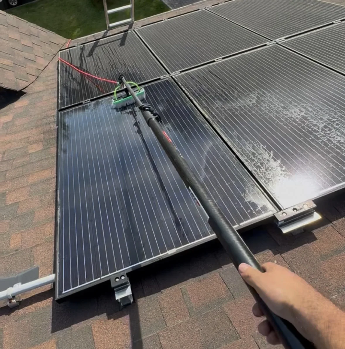 Solar Panel Cleaning in Wayne: Dirty vs. clean panel close-up